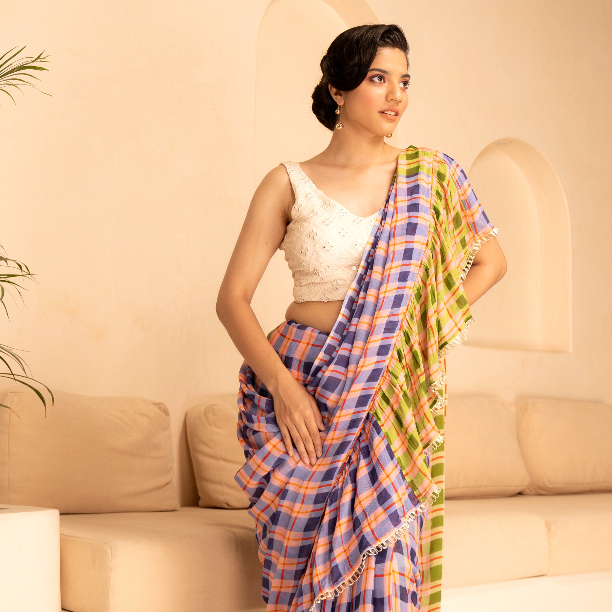 Mauve Party Wear Per-Pleated Frill Saree - Sarees Designer Collection